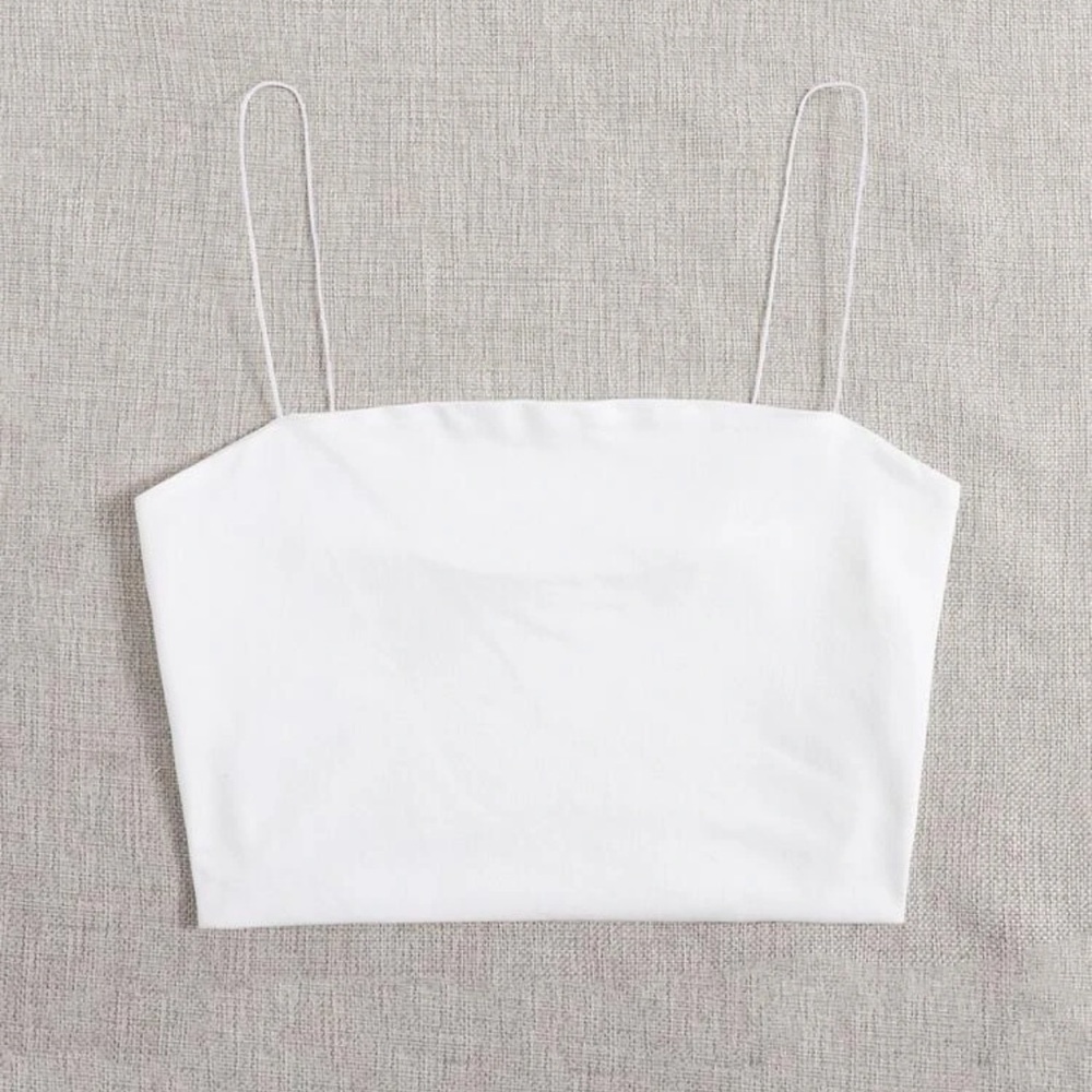 Solid White Shein Slim Cami Crop Top Size Small